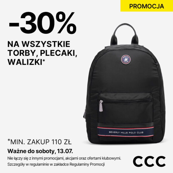 30% na wszystkie torby, walizki i plecaki w CCC!
