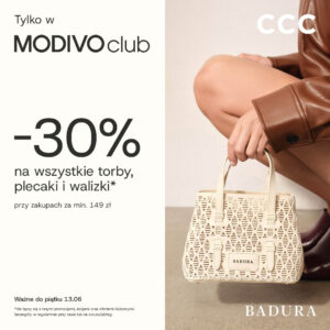 Tylko w MODIVOclub! Rabat -30% na wszystkie torebki, walizki i plecaki przy zakupach za min. 149 zł.