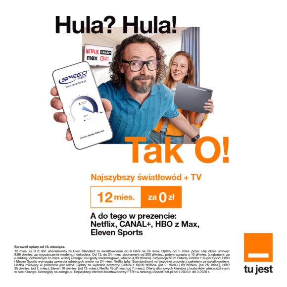 Najszybszy Światłowód + TV  12mies. za 0zł