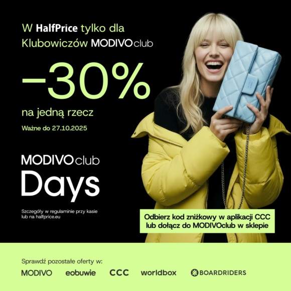 -30% na jeden dowolny produkt w HalfPrice! -30% na jeden dowolny produkt w HalfPrice!